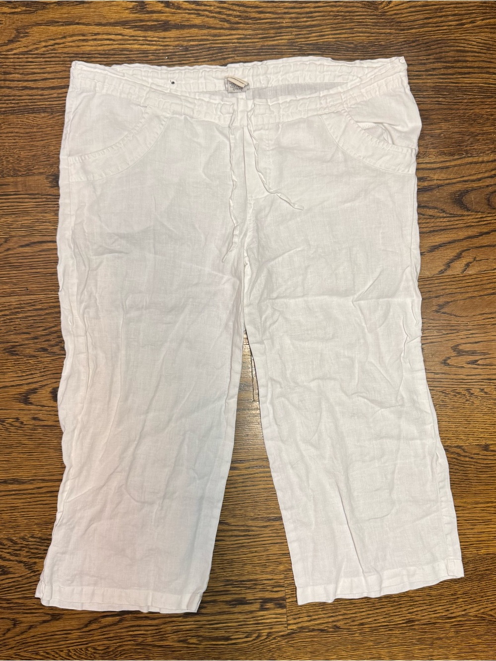 Merona White Drawstring Linen-Style Crop Pants